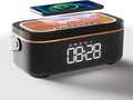LOVME Alarm Clock Bluetooth Speaker for Bedroom, Bluetooth Stereo Sound Speaker, Fast 15W Wireless Charger, Dimmer, Night Light for Heavy Sleepers, Gift Set, Bedside(Black)