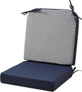 19 x 19 Inch Outdoor Seat Cushions for Patio Furniture with Non Slip and Ties Waterproof & UV Resistant Round Corner Outdoor Chair Cushions Replacement Set of 2, Navy Blue