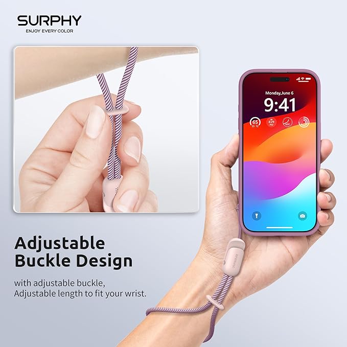 SURPHY 2 Pack Phone Lanyard for Cellphone Case, Phone Wrist Strap for Case, Cellphone Strap with 2-Color Braided, Charm Wrist Lanyard for Women and Men, Pink & Gray