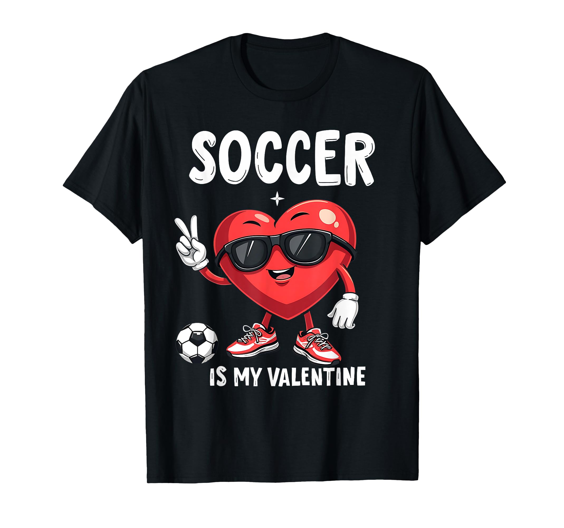 Soccer Heart Cartoon Valentines Day T-Shirt - Fun Novelty Design Men Women
