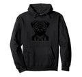 Black Silhouette Pug Dog Soccer Ball Hoodie - Graphic Print Unisex