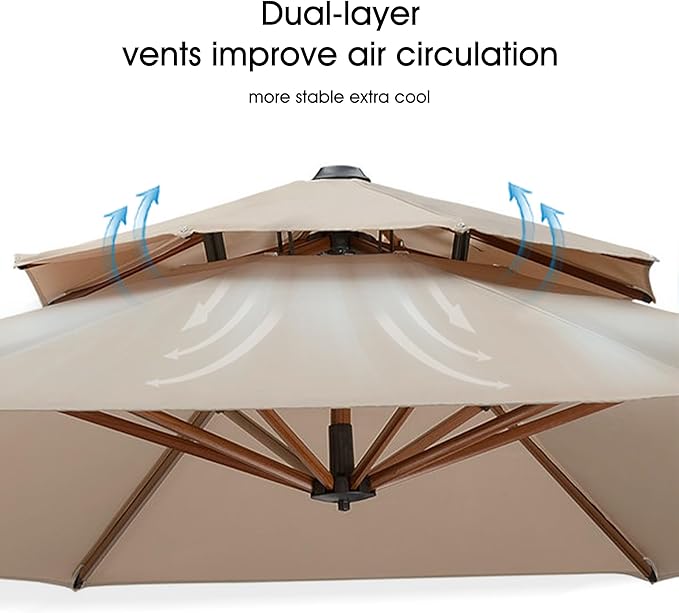 PURPLE LEAF 10ft Patio Umbrella with Base Outdoor Square Umbrella Large Cantilever Umbrellas Windproof Offset Heavy Duty Sun Umbrellas for Garden Deck Pool Patio, Beige