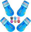 QUMY Dog Shoes for Large Dogs, Medium Dog Boots & Paw Protectors for Winter Snowy Day, Summer Hot Pavement, Waterproof in Rainy Weather, Outdoor Walking, Indoor Hardfloors Anti Slip Sole Blue 6