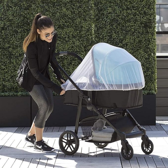 Durable Baby Stroller Mosquito Net (2 Pack) - Universal Elastic Edge Mesh Cover for Bassinets, Cradles, Playards, Car Seats & Mini Cribs | Breathable Travel Essential Newborn Protection (White)