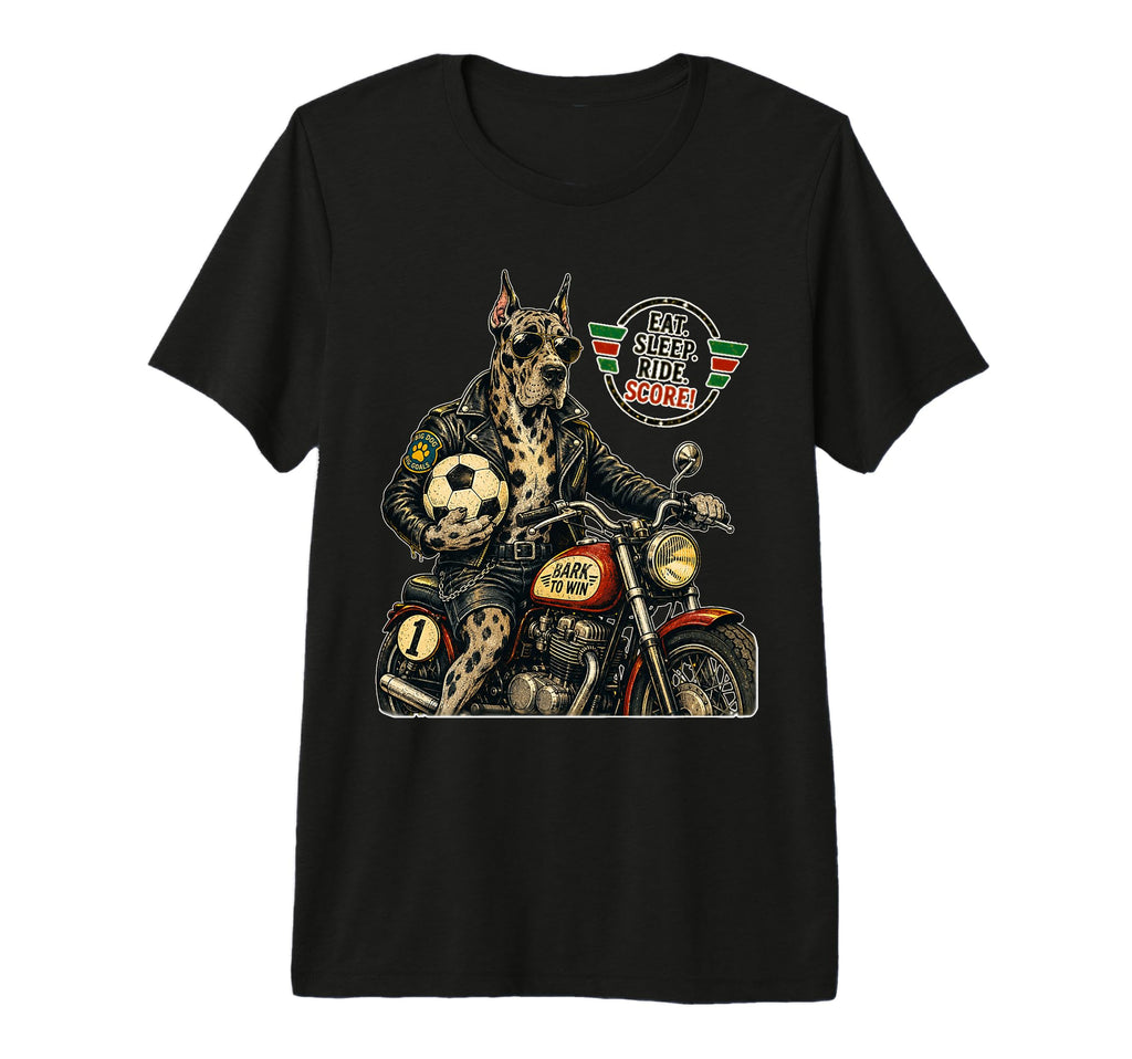 Great Dane Motorbike Love Footbal T-Shirt - Minimalist Print for Adults