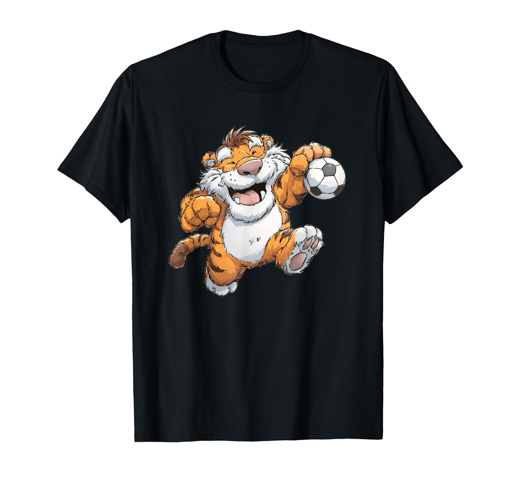 Nice Tiger Loves Soccer Sport And Ball T-Shirt - Graphic Print Unisex