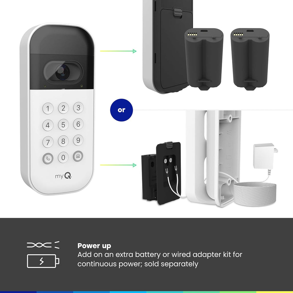 myQ Smart Garage Door Video Keypad with Wide-Angle Camera,Customizable PIN Codes,and Smartphone Control–Take Charge of Your Garage Access Works with Chamberlain, LiftMaster and Craftsman openers,White