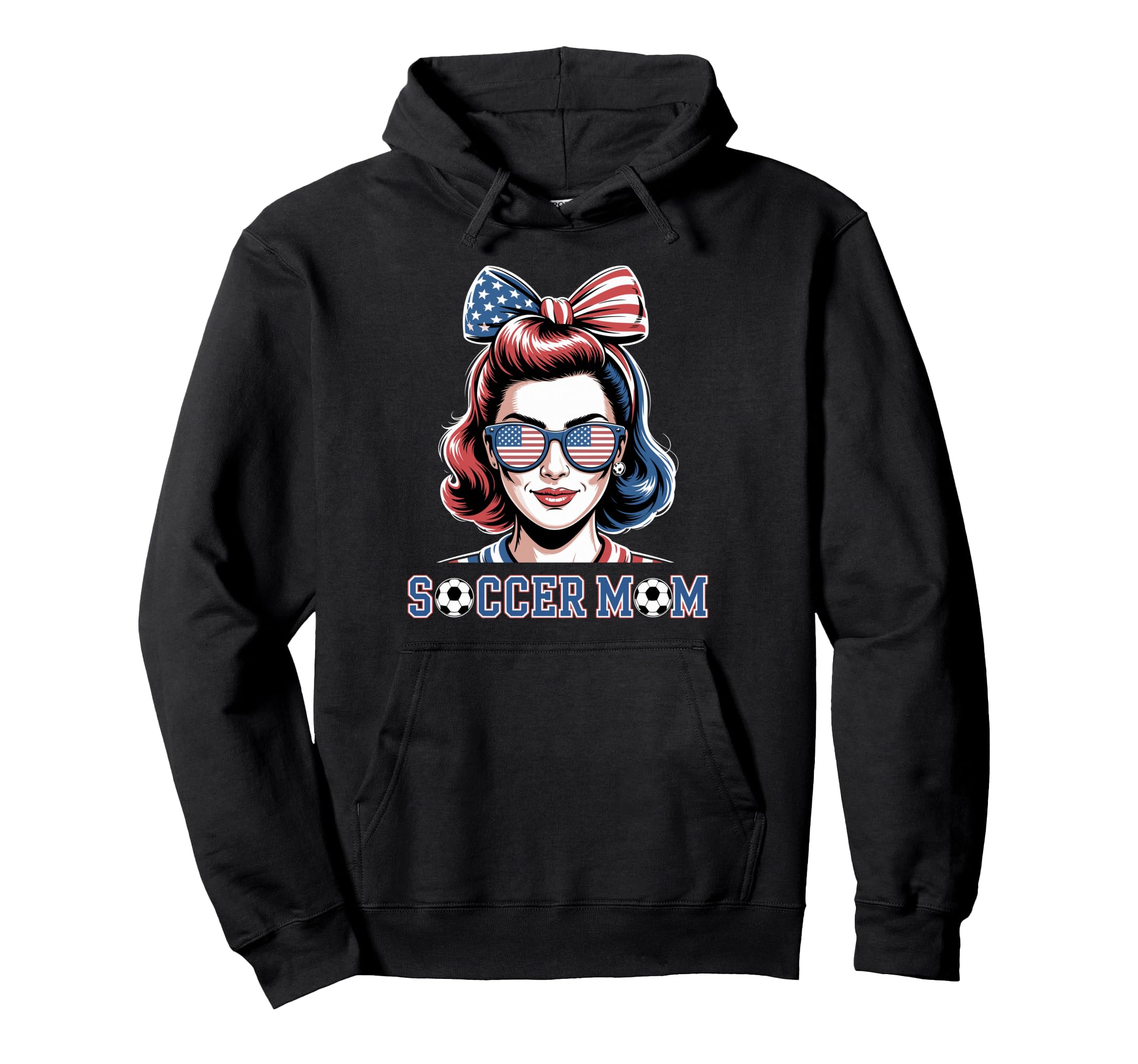 Patriotic Soccer Mom American Flag Hoodie - Trendy Graphic Unisex
