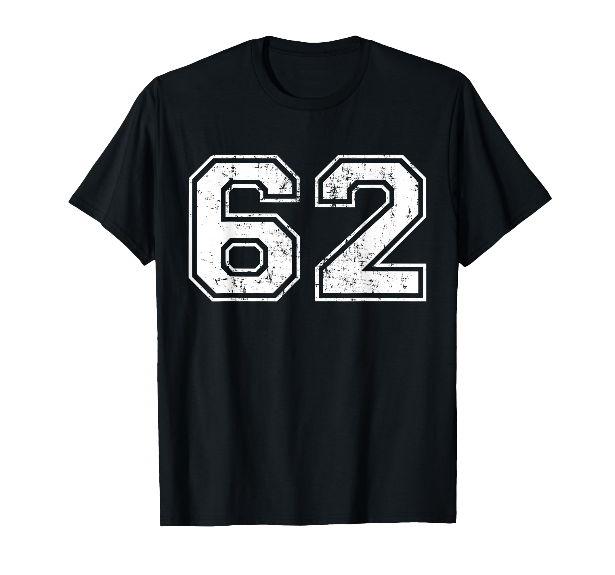 Number 62 Distressed Sixty Two Sports T-Shirt - Custom Art Print Men Women