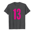 Number 13 Distressed Sport Team Player T-Shirt - Unique Graphic for Adults