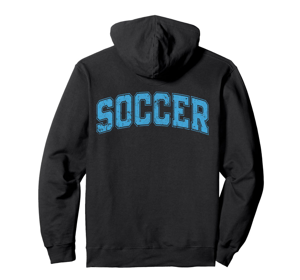 Soccer Varsity Sky Blue Text Hoodie - Casual Everyday Wear Unisex