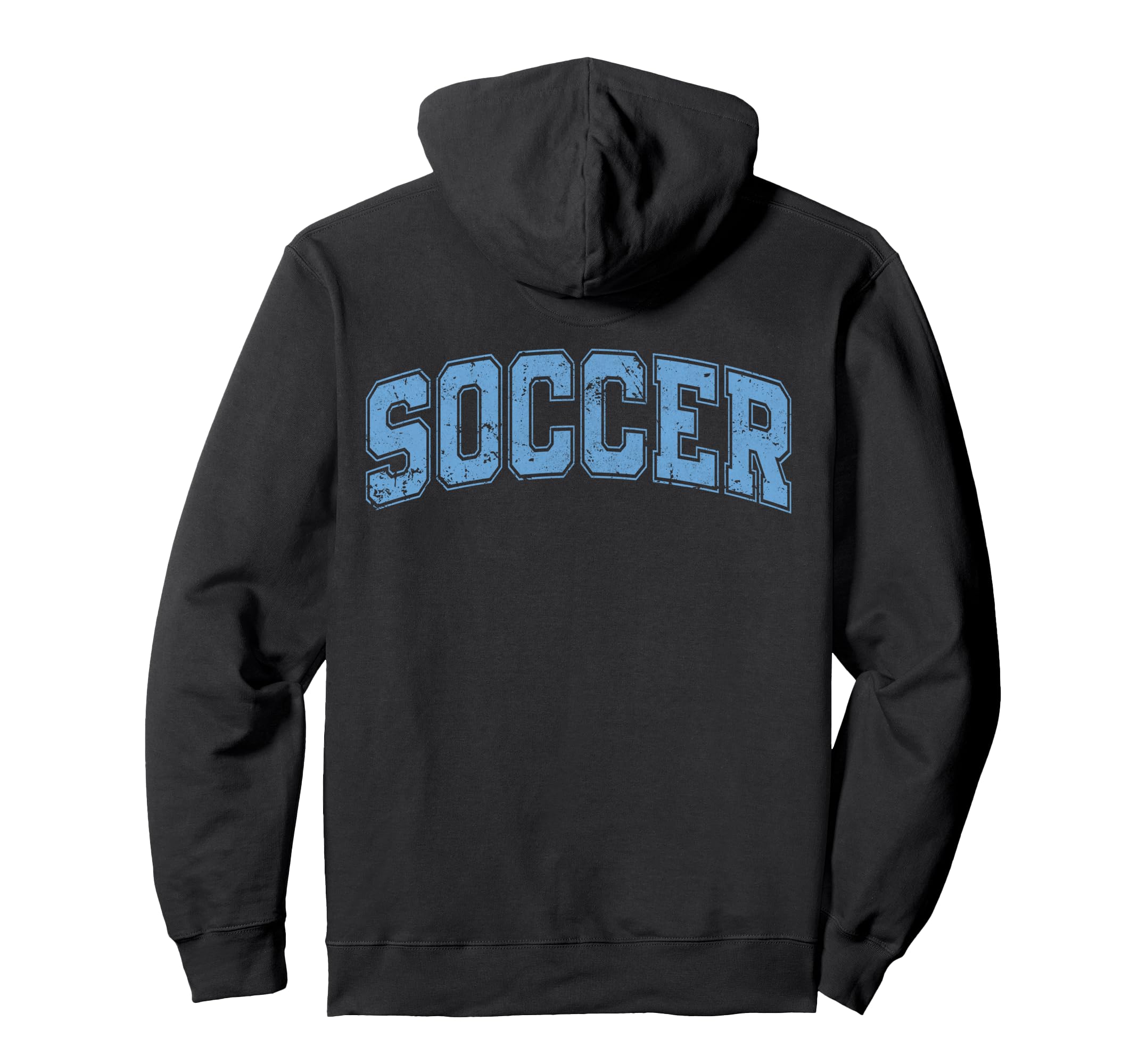 Soccer Varsity Sky Blue Text Hoodie - Unique Graphic Unisex