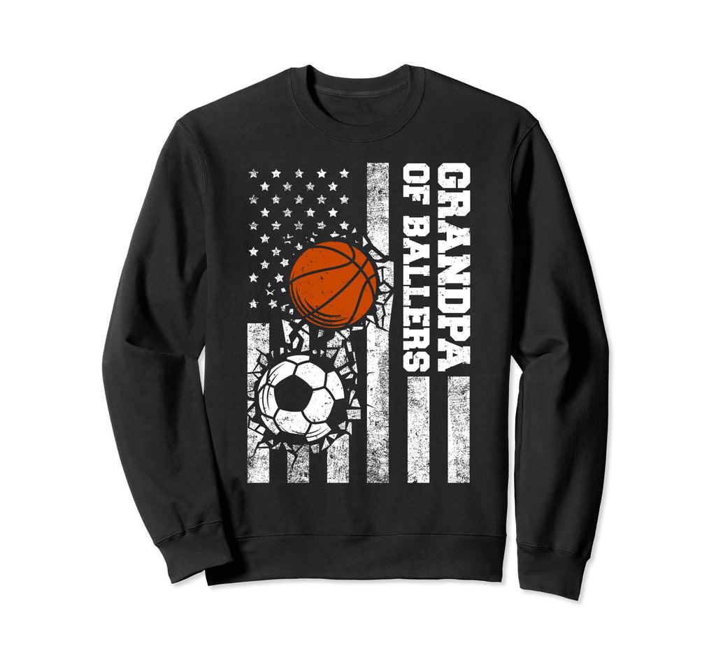 Grandpa Ballers Funny Usa Flag Soccer Sweatshirt - Graphic Print Men Women