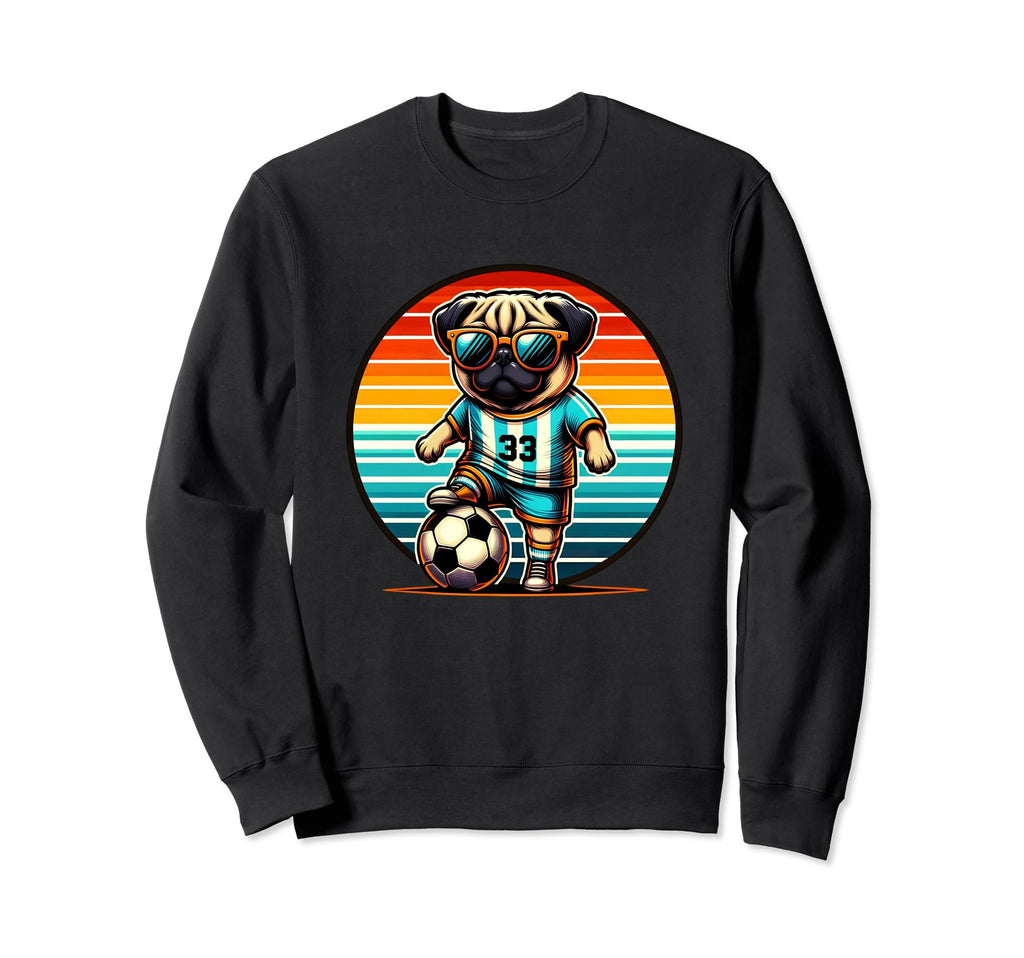 Pug Soccer Player Champion Fan Sweatshirt - Aesthetic Graphic Unisex