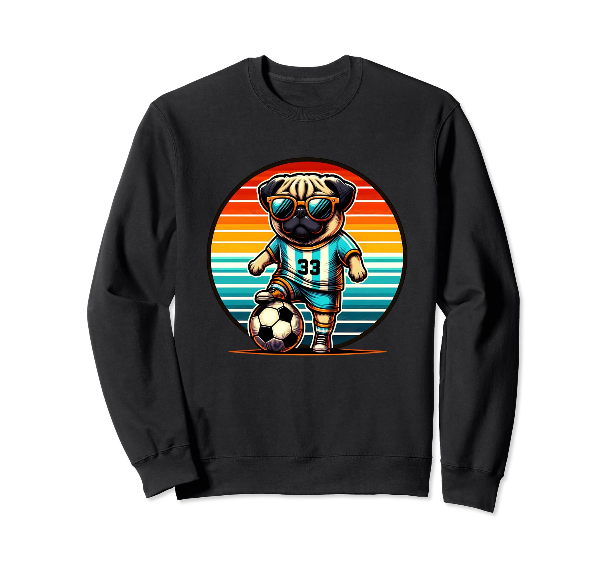 Pug Soccer Player Champion Fan Sweatshirt - Graphic Print Men Women