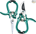 Modern Sprout Hand Pruners & Shears Set - Lightweight Gardening Tools W/Easy Lock - Sharp Carbon Steel Blades -Rust Resistant Scissors for Herbs, Flowers - Reusable Holster - Ocean