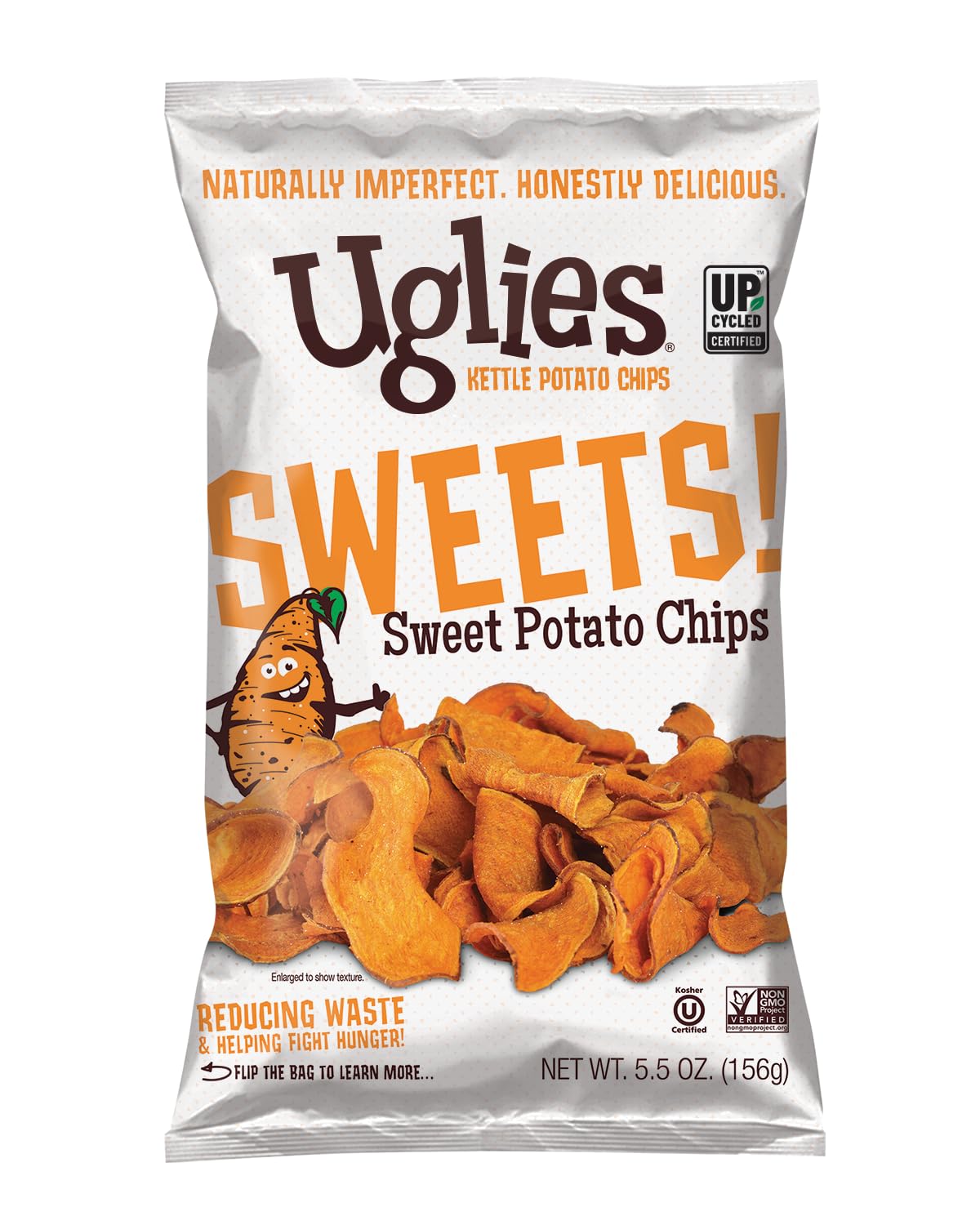 Uglies Sweet Potato Chips, Sea Salt, 5.5 oz, Pack of 12