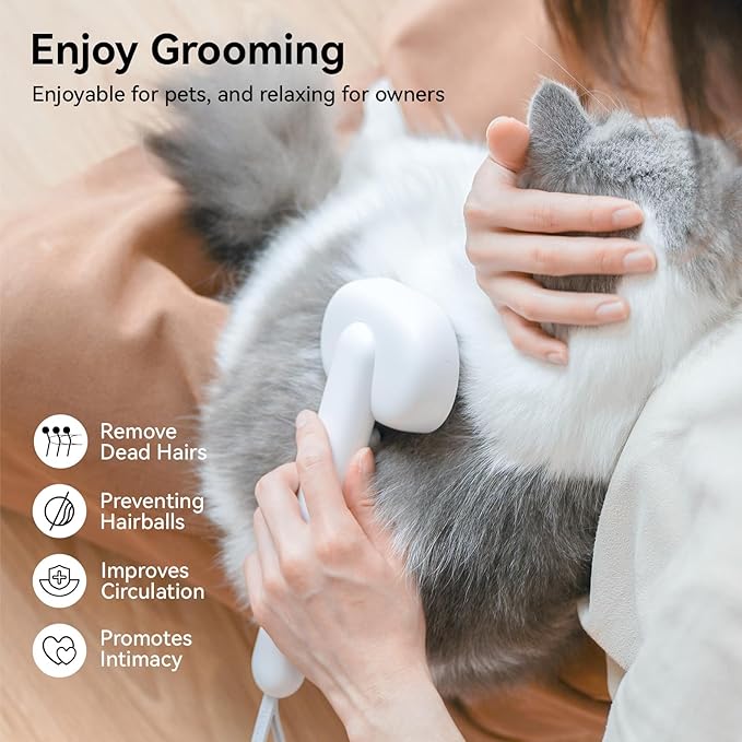 Aumuca Cat Brush for Shedding, Cat Brushes for Indoor Cats, Cat Brush for Long or Short Haired Cats, Cat Hair Brush Cat Grooming Deshedding Brush for Dog Kitten Horse Massage Removes Loose Fur, White