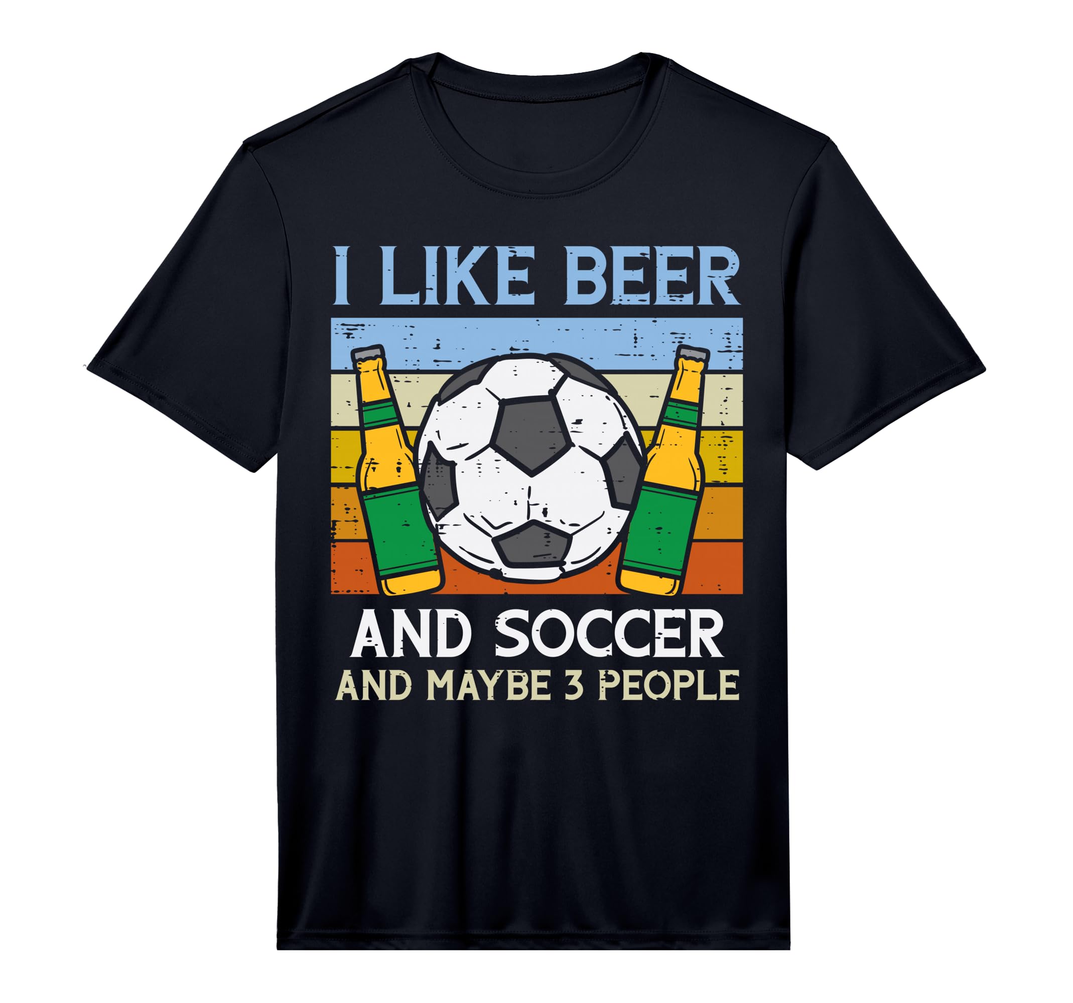 Mens I Like Beer Soccer 3 People T-Shirt - Casual Everyday Wear for Adults