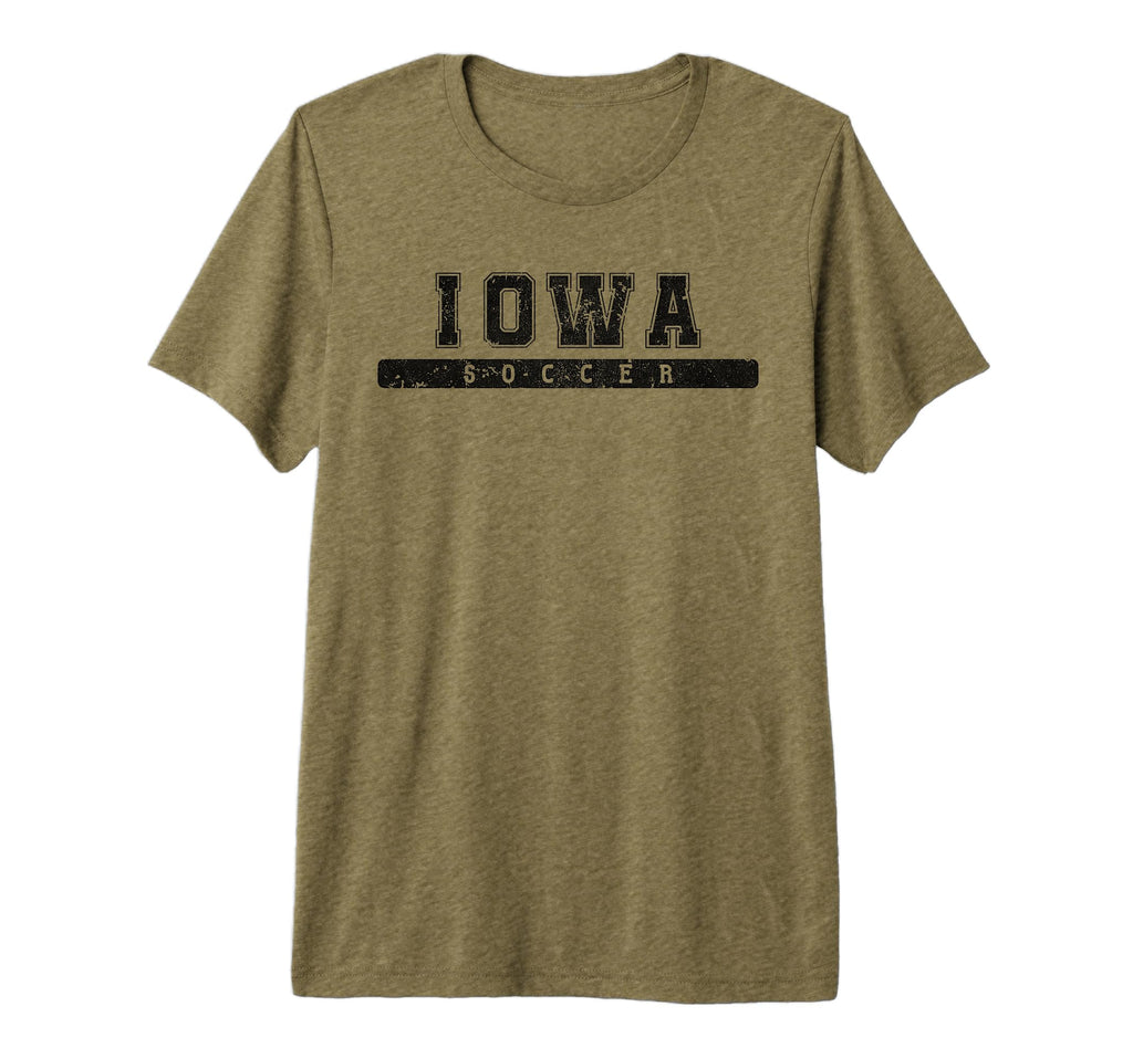 Iowa Soccer Black Text Tri Blend T-Shirt - Trendy Graphic Unisex