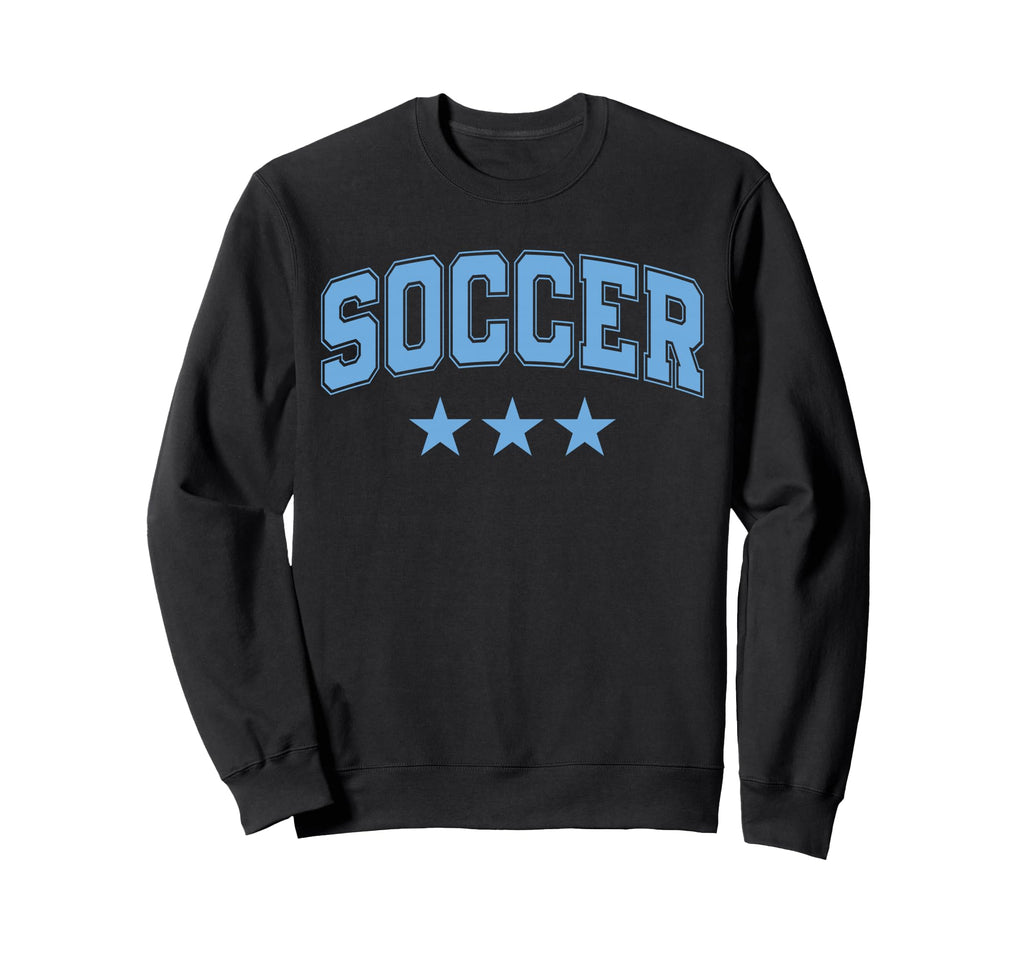Soccer All Sky Blue Stars Text Sweatshirt - Graphic Print Unisex