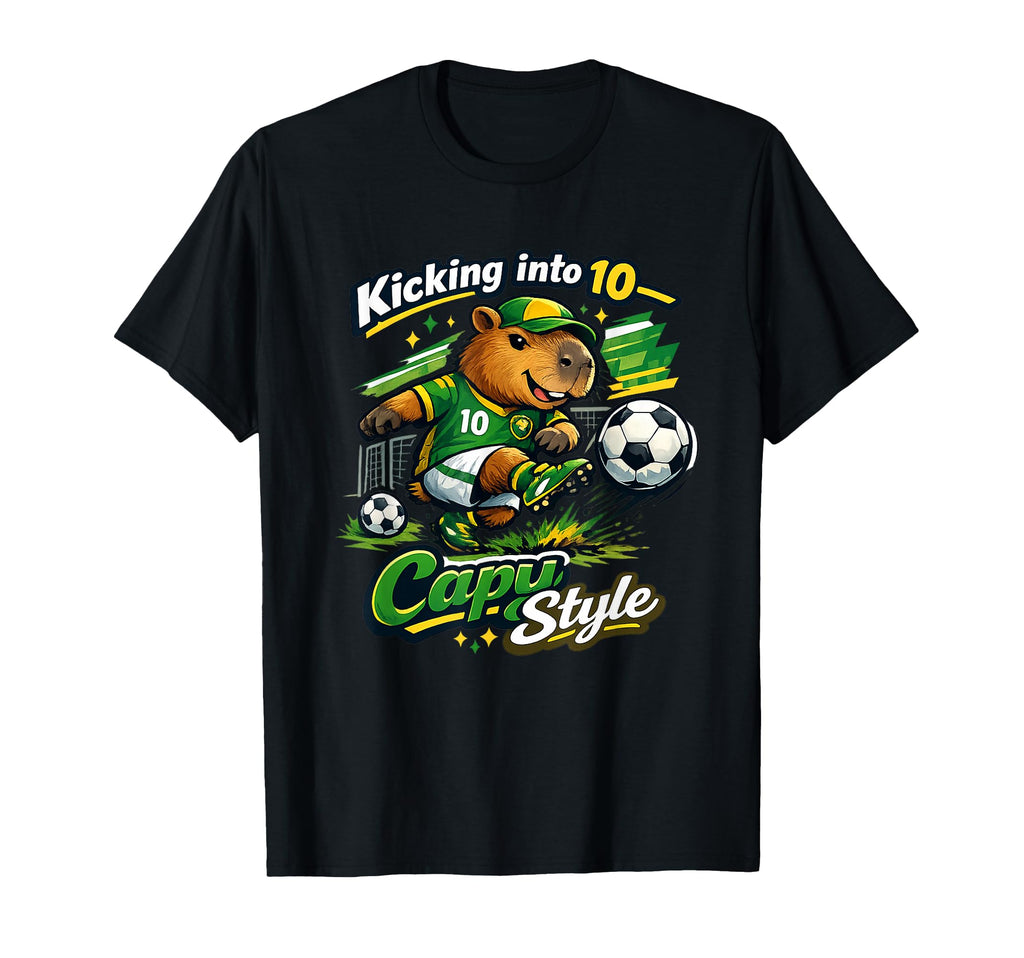 Soccer Player Capybara 10Th Birthday T-Shirt - Graphic Print Men Women