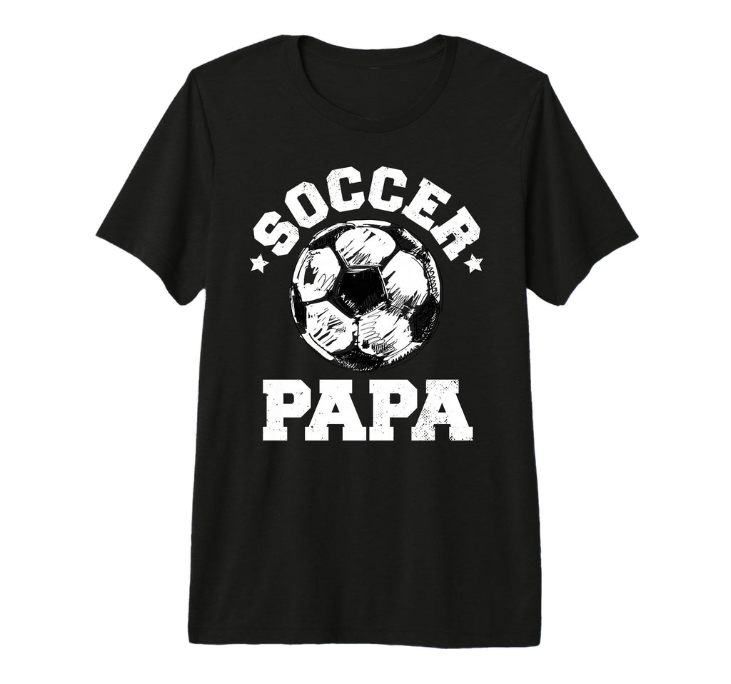 Mens Soccer Papa Soccer Ball Distressed T-Shirt - Trendy Graphic Unisex