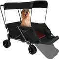 REDCAMP Folding Dog Wagon Cart with Removable Canopy Heavy Duty, 220L Large Collapsible Utility Cart Dog Stroller with Tailgate for Sports Shopping Pet, Black