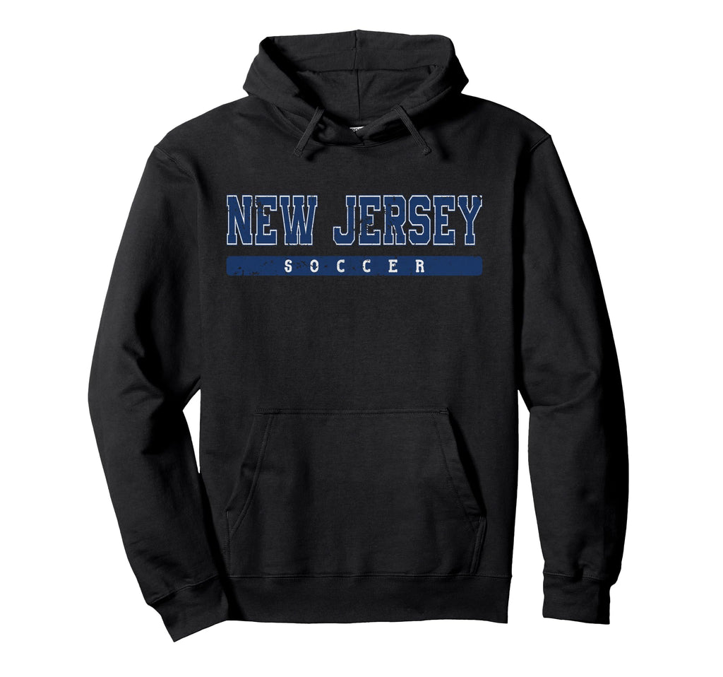 New Jersey Soccer Blue Text Hoodie - Fun Novelty Design for Adults