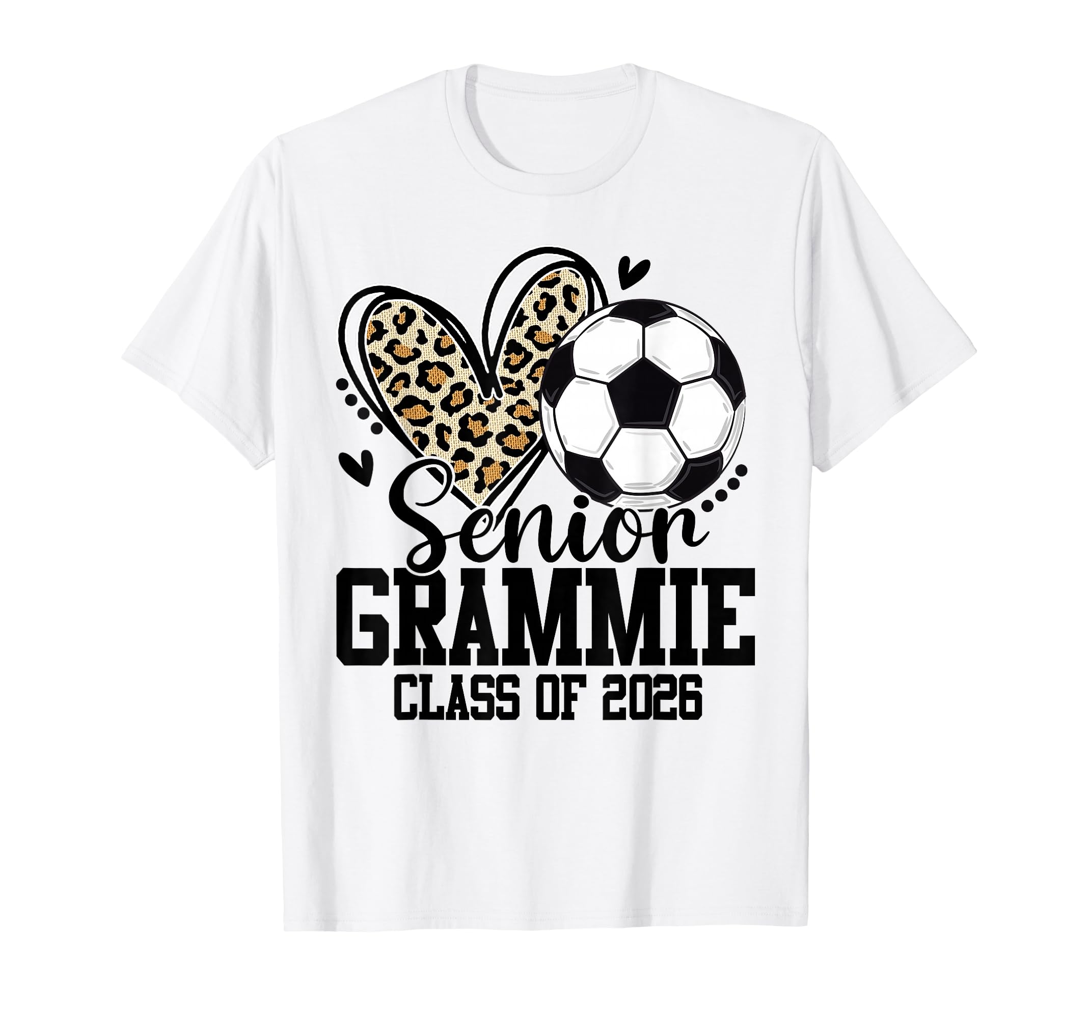 Senior Grammie Class 2026 Soccer Leopard T-Shirt - Graphic Print Men Women