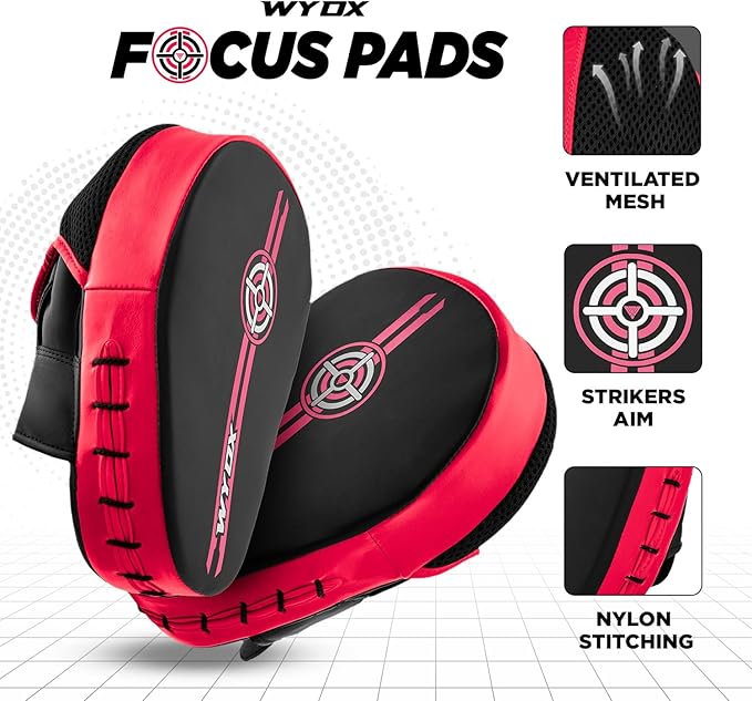 WYOX Curved Boxing Punch Mitts – Boxing Pads Training Set, Punching Mitts for Adults, Kickboxing Pads, Muay Thai Pads, Karate Pads, MMA Training Equipment, Martial Arts Focus Pads