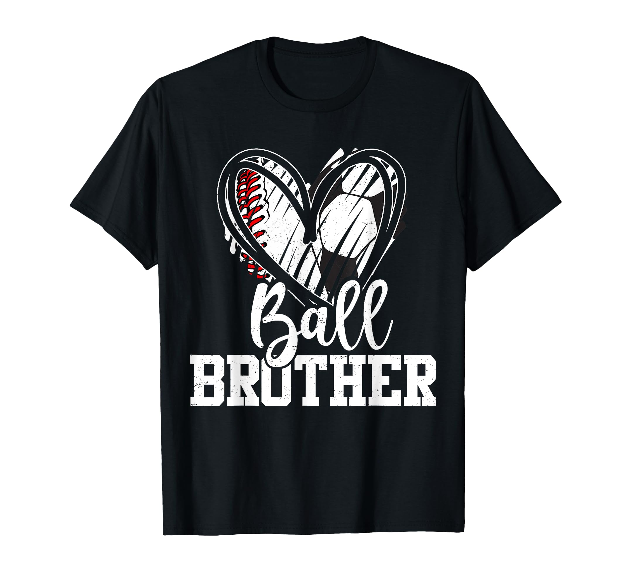 Ball Brother Heart Baseball Soccer T-Shirt - Minimalist Print Men Women