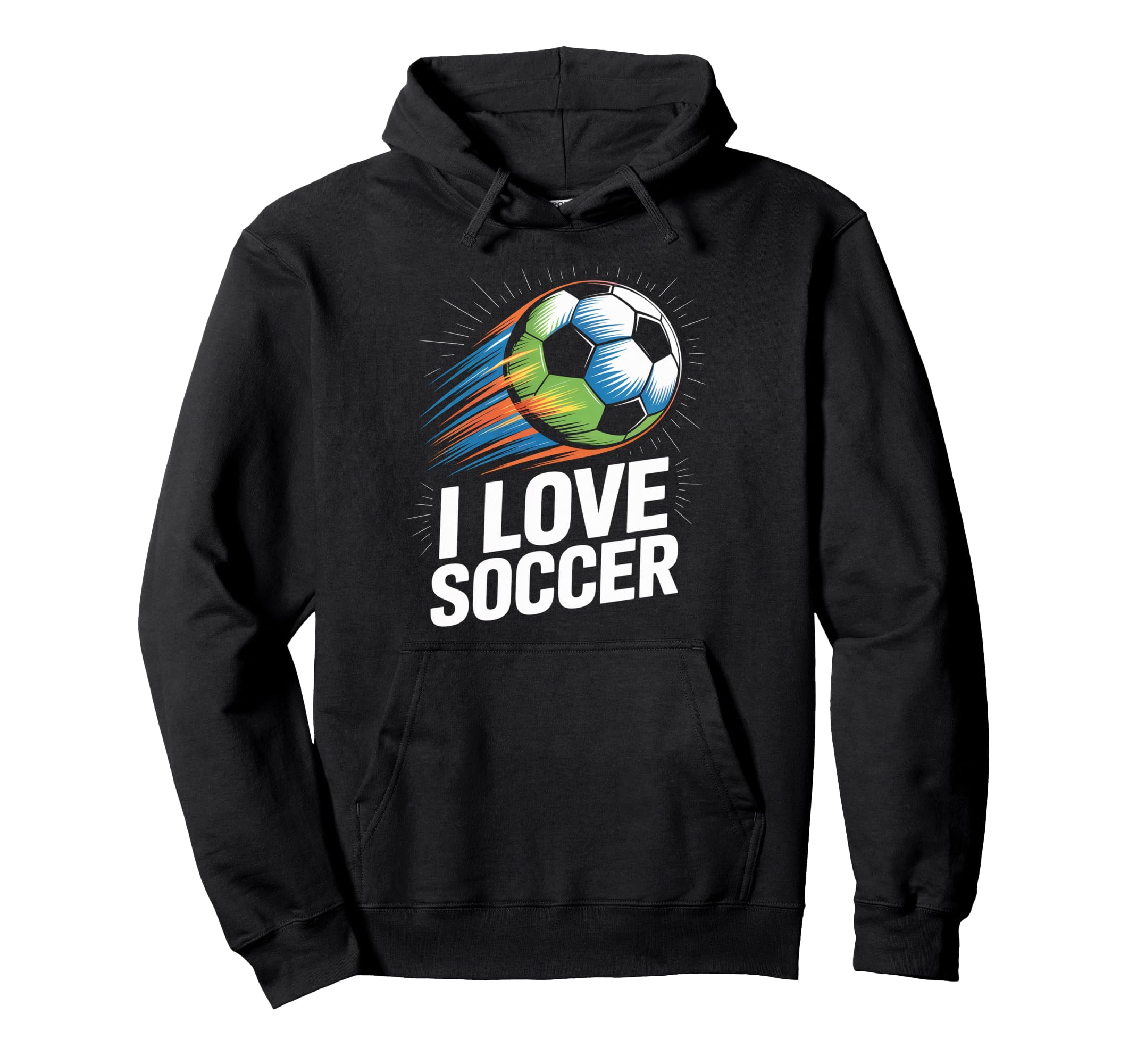 I Love Soccer Enthusiasts Ball Motion Hoodie - Minimalist Print for Adults