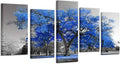 KREATIVE ARTS Canvas Print Wall Art Painting Contemporary Blue Tree In Black And White Style Fall Landscape Picture Modern Giclee Stretched And Framed Artwork