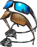 Polarized Sports Sunglasses for Men 100% UV Protection Wrap Around Unbreakable Sun Glasses for Fishing Driving