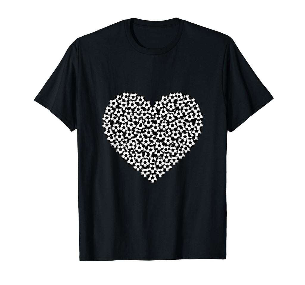 Heart Shaped Soccer Ball Art T-Shirt - Fun Novelty Design for Adults