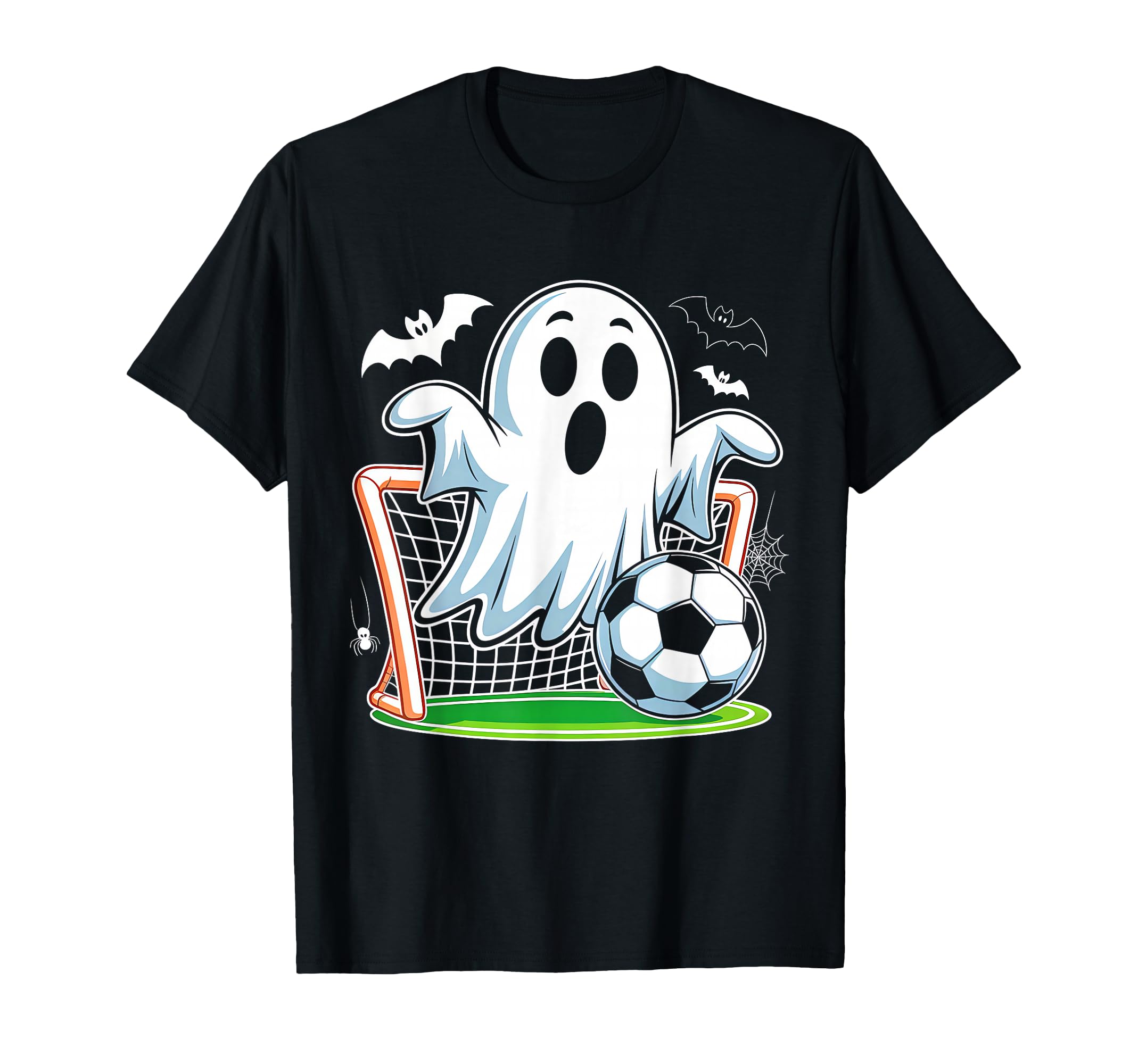 Boo Ghost Playing Soccer Funny Halloween T-Shirt - Trendy Graphic Unisex