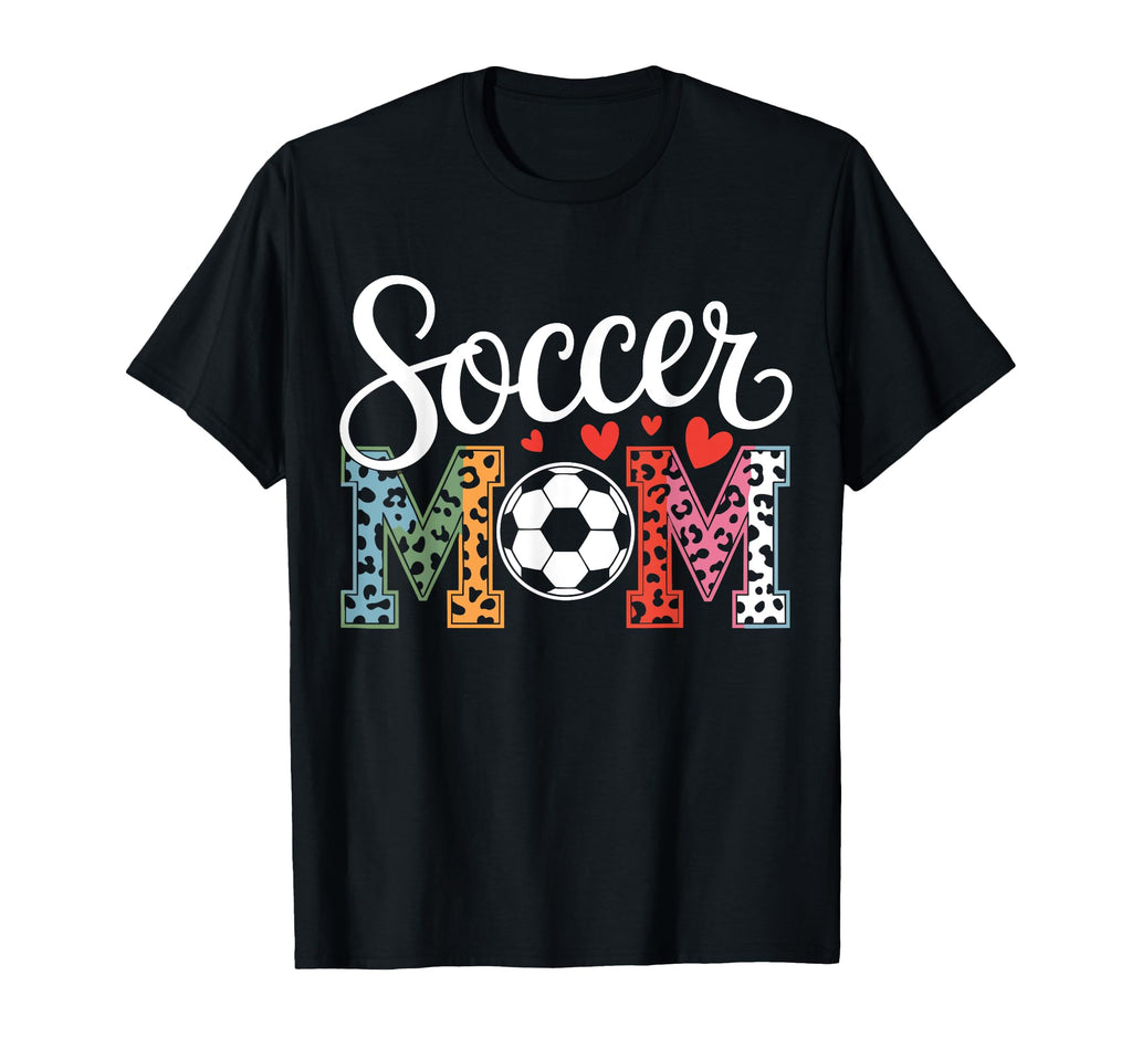 Soccer Mama Mom Leopard Hearts Mothers T-Shirt - Graphic Print Men Women