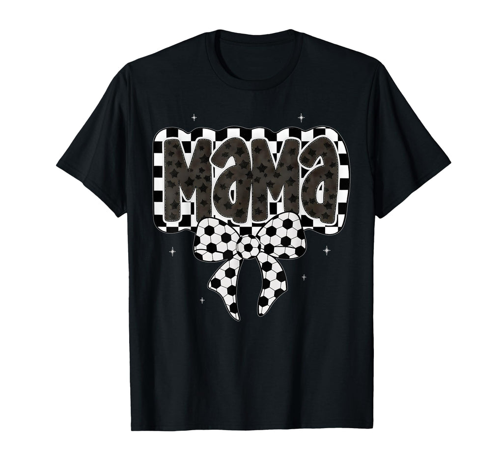 Soccer Mama Coquette Checkered Bow T-Shirt - Minimalist Print Unisex