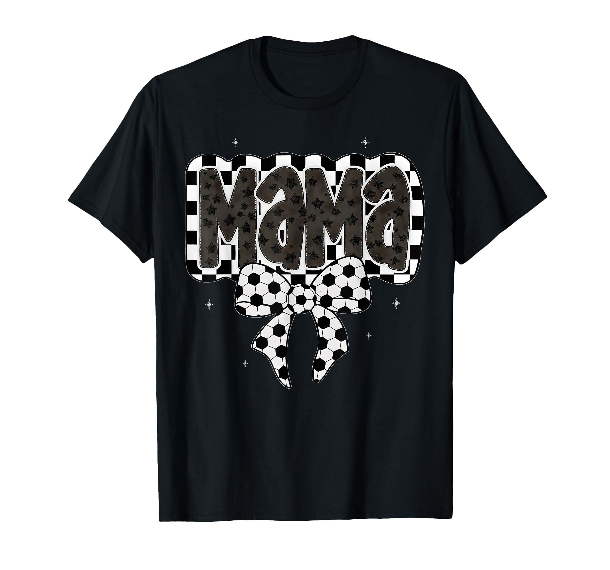 Soccer Mama Coquette Checkered Bow T-Shirt - Minimalist Print Unisex