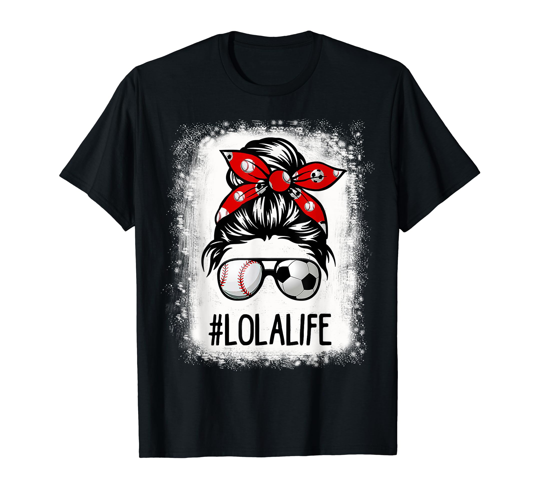 Bleached Lola Life Soccer Messy Bun T-Shirt - Minimalist Print Unisex