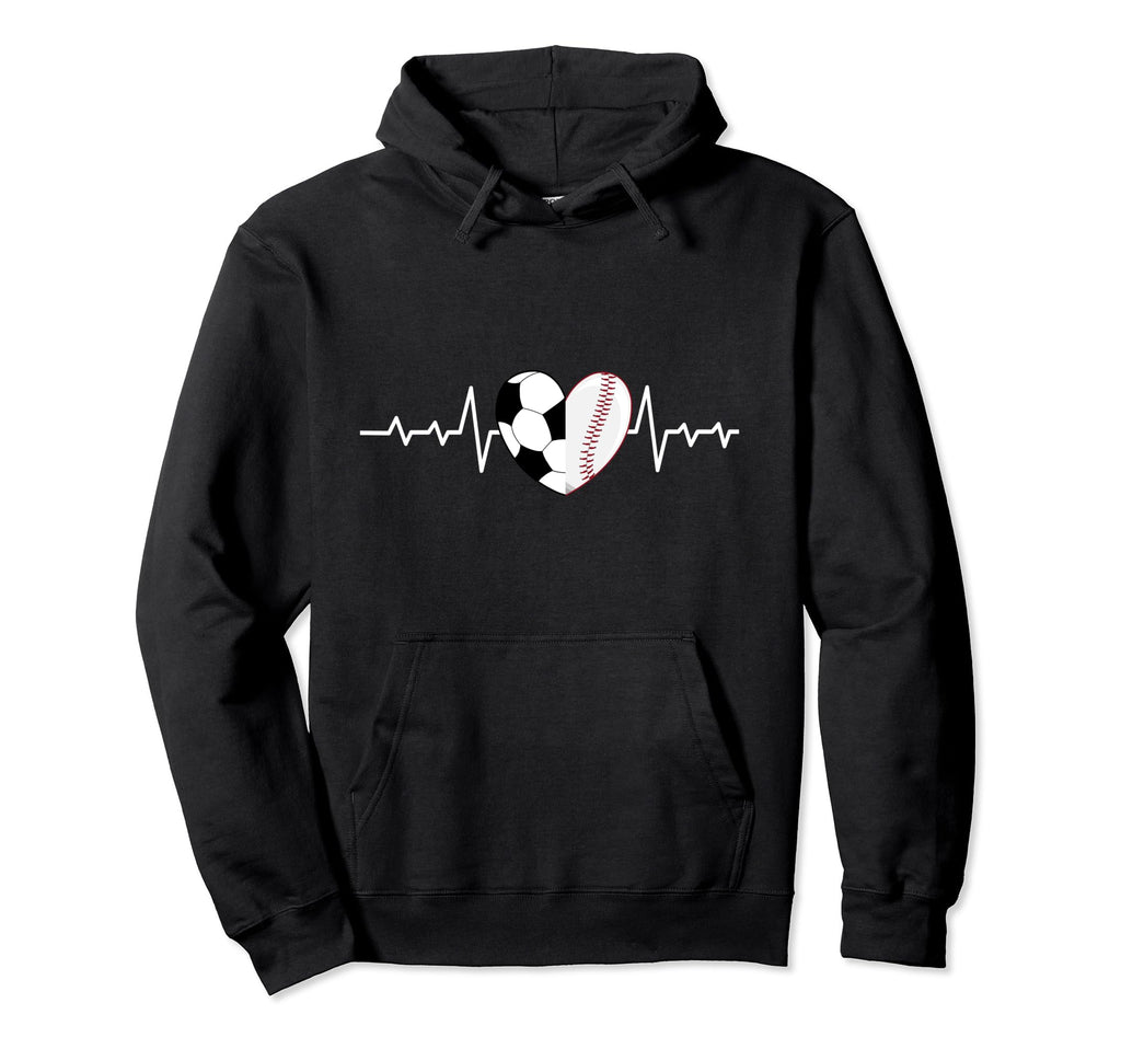 Football Heartbeat Baseball Heartbeat Hoodie - Aesthetic Graphic Men Women