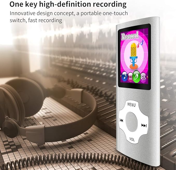 Mymahdi MP3/MP4 Portable Player,1.8 Inch LCD Screen,Max Support 64GB,Silver