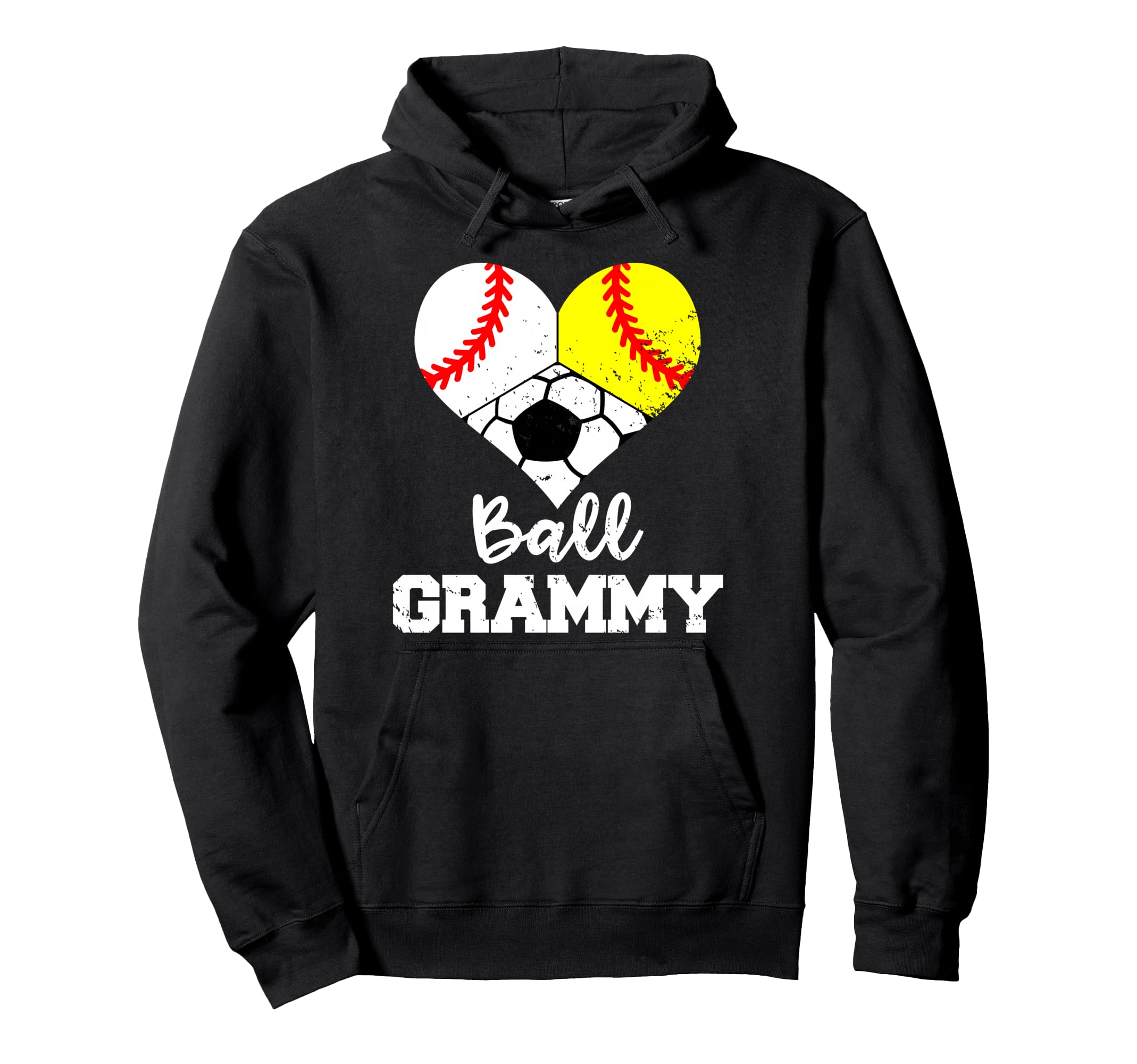 Ball Grammy Heart Funny Baseball Hoodie - Graphic Print for Adults