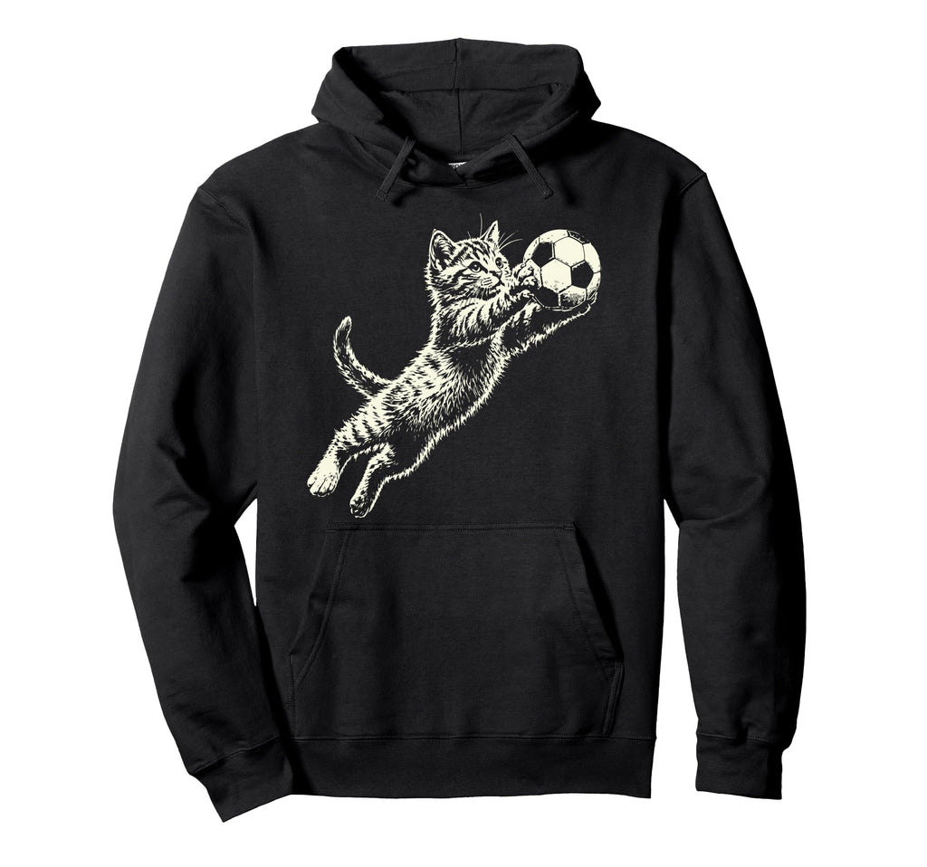Funny Cat Soccer Ball Kitten Hoodie - Casual Everyday Wear for Adults