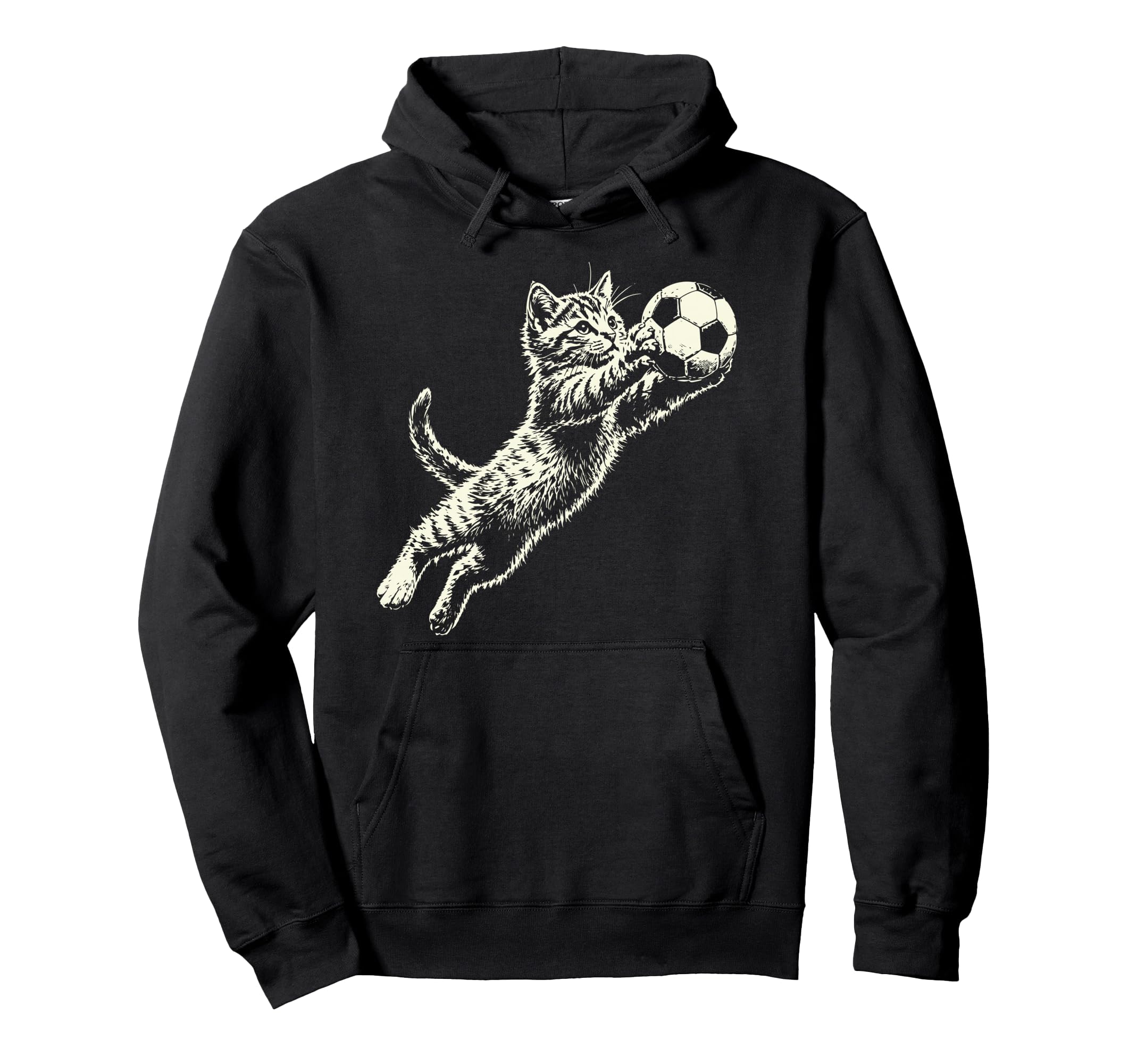 Funny Cat Soccer Ball Kitten Hoodie - Casual Everyday Wear for Adults