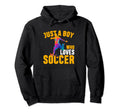 Funny Just Who Loves Soccer Hoodie - Minimalist Print Men Women