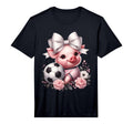 Pig White Coquette Bow Soccer Pig Lover T-Shirt - Graphic Print for Adults