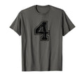 Number 4 Four Varsity Distressed T-Shirt - Casual Everyday Wear for Adults