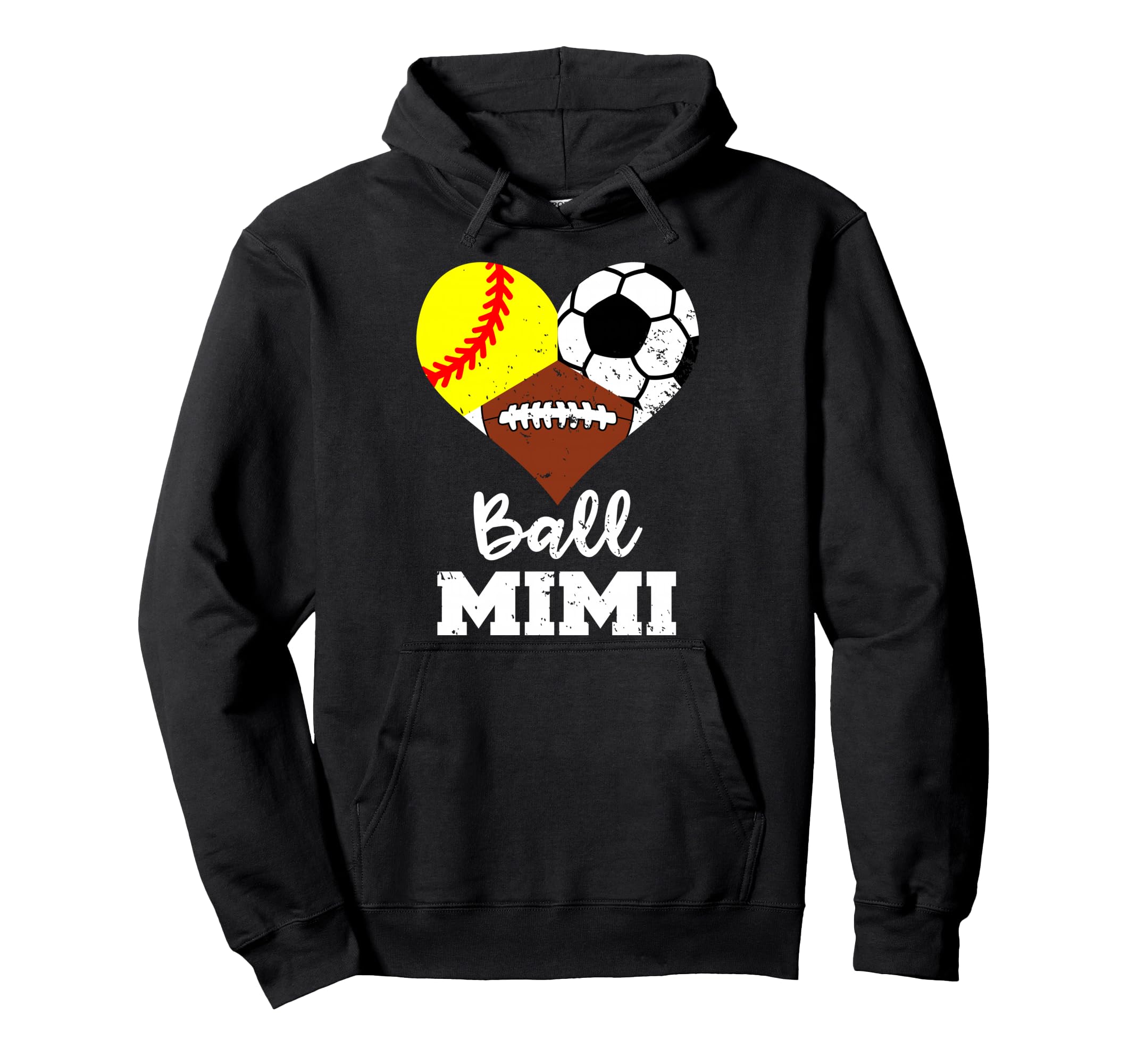 Ball Mimi Heart Funny Softball Soccer Hoodie - Unique Graphic for Adults